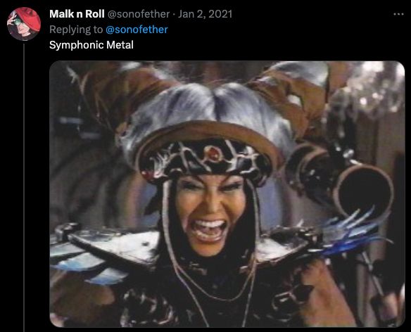 Power Rangers villains as metal sub-genres. Check src for full thread|https://twitter.com/sonofether/status/1345539853711257602